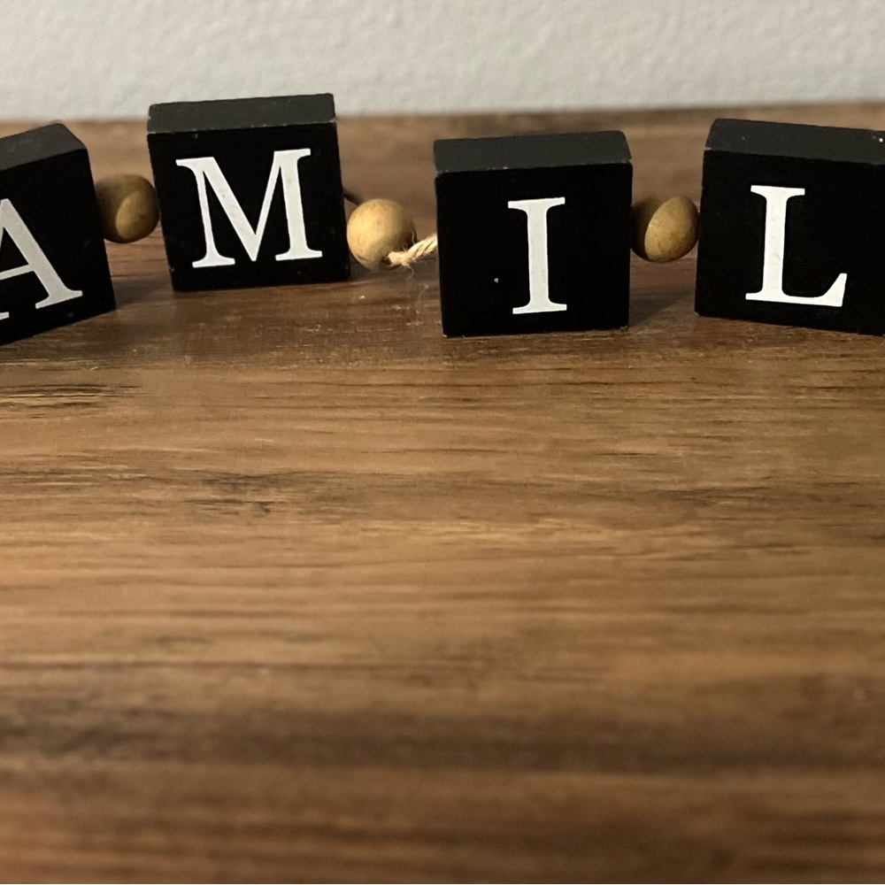Family Wood Beaded Word Block